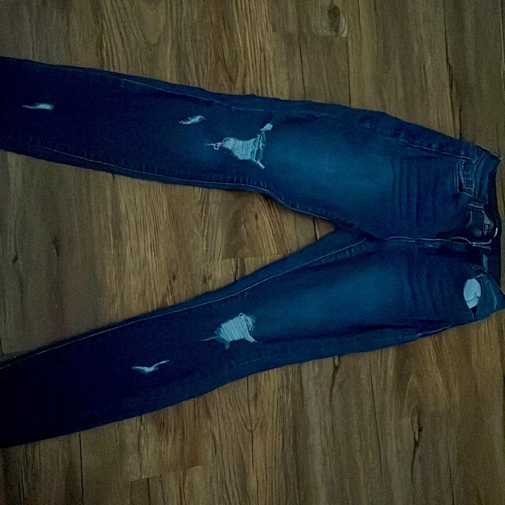 Dark Blue Wash Fashion Nova Ripped Jeans